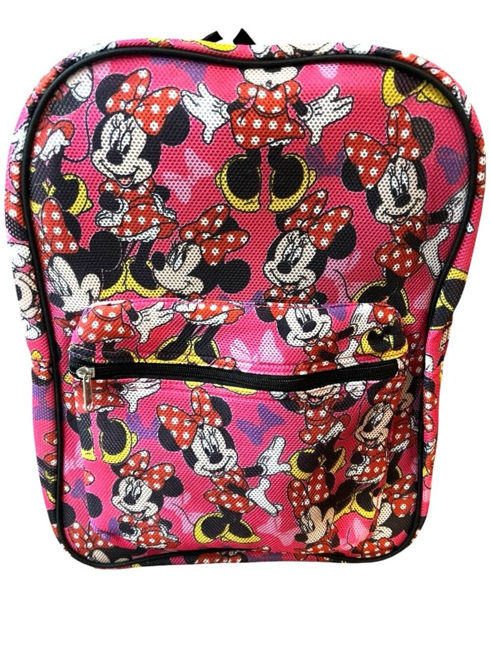 Disney Minnie Mouse Soft Shell Mesh Backpack Pink AOP Pocket Padded 16 in NWT